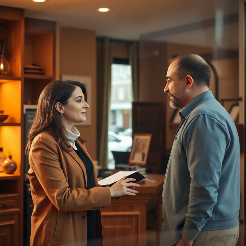 A Highland Mercer specialist consulting with a client at the warmly lit front counter