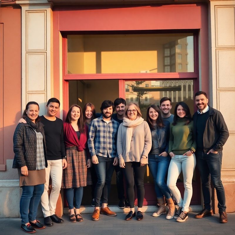 The Highland Mercer team of eight standing outside their cream-and-burgundy shopfront